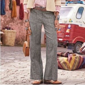 Sundance Andover Stripe Wide Leg Linen High waist pant